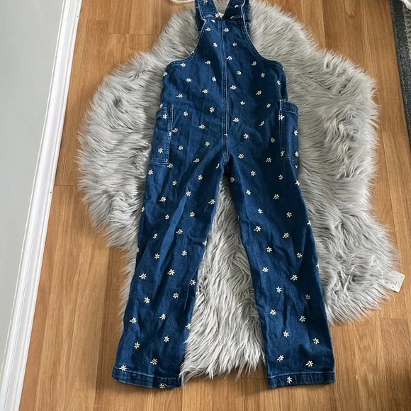 Hanna Andersson Kids Denim Overalls with Floral Print - Picture 5 of 9